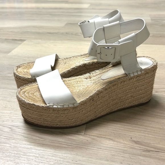Vince Sandals Women's 9 Espadrille Wedge Platform Ankle Strap Buckle White Abby - Picture 2 of 14